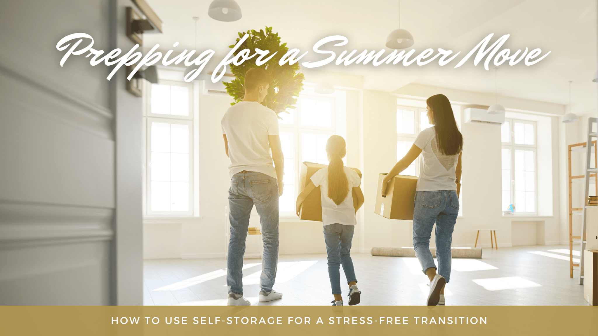 Young couple packing boxes for a summer move into a self-storage unit